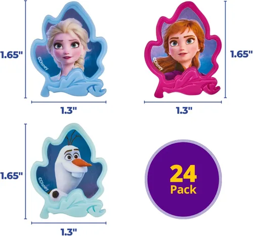 Vista 4 de DecoPac Anillos Frozen II, decoraciones de cupcakes con Elsa, Anna y Olaf para celebraciones de cumpleaños y Navidad, paquete de 24