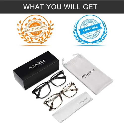Vista 7 de WOWSUN Unisex Stylish Nerd Non-prescription Glasses, Clear Lens Eyeglasses Frames, Fake Glasses