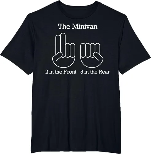 Vista 32 de The Minivan 2 In The Front 5 In The Rear Camiseta, Negro