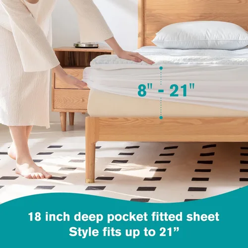 Vista 4 de PRIMESOFT Cubrecolchón refrescante tamaño King, comodidad y transpirable, soporte inigualable, diseño ergonómico de 3 zonas, bolsillo de hasta 21