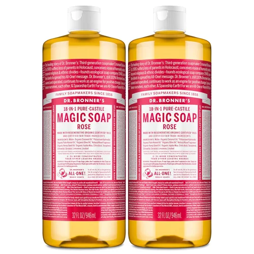 Vista 13 de Dr. Bronner's - Jabón líquido puro de Castilla (rosa, 16 onzas) - Hecho con aceites orgánicos, usos 18 en 1: cara, cuerpo, cabello, lavandería