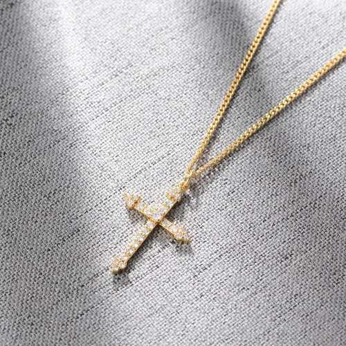 Vista 79 de Fettero - Collar con dije de cruz de fe, chapado en oro de 14 K, cadena fina, minimalista, simple, pequeña, para oración, regalo de joyería religiosa