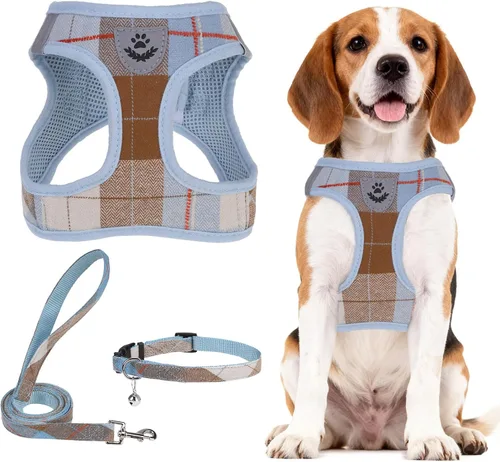 Vista 108 de PUPTECK - Arnés, collar y correa ajustables, sin tirones, para perros pequeños y medianos, cachorros y gatos, pechera reflectante acolchada de malla