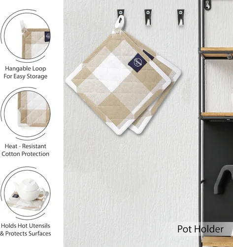 Vista 6 de Encasa XO Juego de toallas y paños de cocina Juego de 21 piezas de artículos esenciales de apartamento Manoplas de horno y soportes para ollas