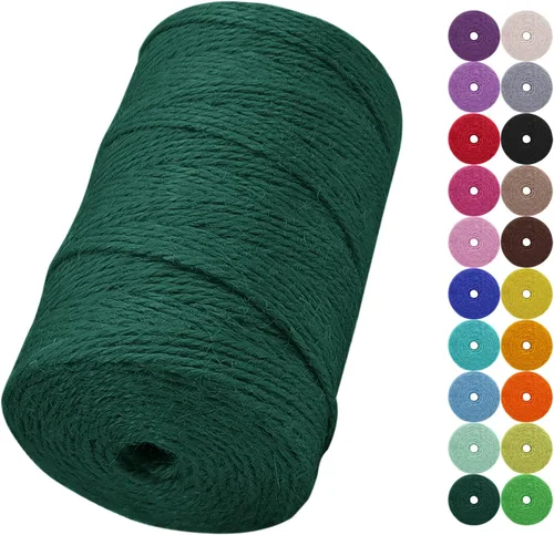 Vista 47 de Cuerda de yute natural de 0.079 pulgadas y 328 pies para manualidades, cuerda de yute de colores de 3 capas para envoltura de regalos, jardinería