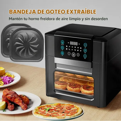 Vista 6 de Bandeja de goteo para freidora de aire PowerXL, 2 bandejas de goteo de aceite antiadherentes mejoradas, bandeja de goteo para horno de 6 cuartos