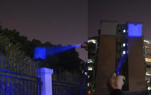Vista 4 de Linterna LED azul escalable, 3 modos, haz azul de largo alcance, para pesca nocturna y actividades al aire libre - Negro