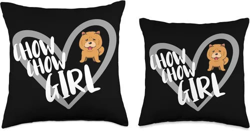 Vista 3 de Chow Chow Lover Apparel Girl Heart Funny Chow Dog Lover Throw Pillow, 16x16, Multicolor