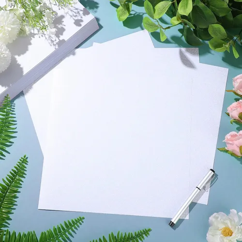 Vista 4 de 100 hojas de cartulina blanca con purpurina de 12 x 12 pulgadas, cartulina brillante, papel metálico brillante en cubierta de 92 libras para álbumes