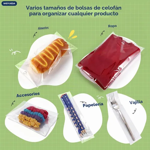 Vista 7 de Bolsas de celofán OPP autoadhesivas transparentes de 9 x 12 pulgadas, 50 unidades, bolsas de plástico grandes para regalos, envases de alimentos