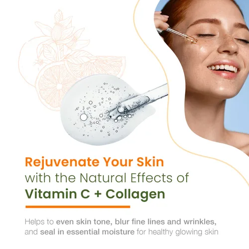 Vista 2 de Natural Chemist Suero de vitamina C con colágeno, probado por dermatólogos, aclaramiento de la piel, antienvejecimiento, tratamiento para el acné