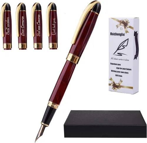 Vista 10 de Ancolo Bolígrafo de rodillo personalizado con caja de bolígrafo, perfecto para cumpleaños, negocios, fiestas para hombres y mujeres con nombre