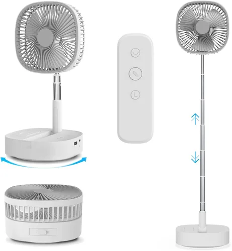 Vista 7 de Magesh Ventilador de pedestal oscilante portátil y remoto, rotación de 120°, ventilador plegable 3 en 1, ventilador de escritorio, antideslizante