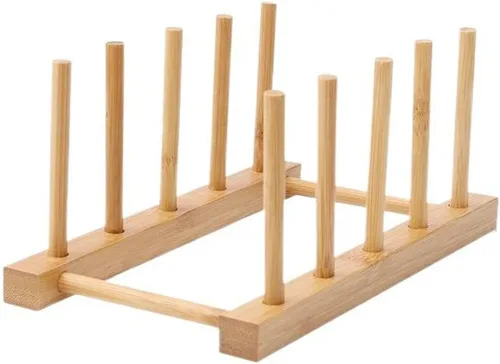Vista 6 de KazUp Simple Madera Cocina Bowl Rack Placa Plato Olla Tapa Rack Hogar Almacenamiento Rack