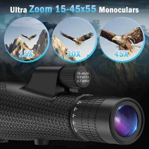Vista 4 de Telescopio monocular del zoom del poder más elevado 15-45x55 para la observación de aves de los adultos