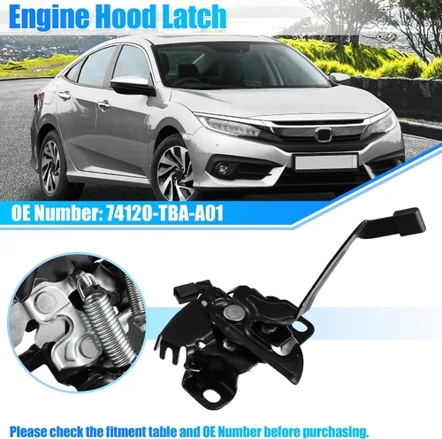 Vista 2 de X AUTOHAUX 74120-TBA-A01 Cerradura de Gancho para Capó del Motor de Coche para Honda Civic EX/EX-L/EX-T/LX/Si/Sport/Sport Touring/Touring 2016-2020