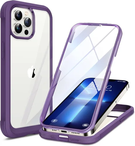Vista 152 de Miracase - Funda magnética para iPhone 13 Pro Max de 6.7 pulgadas (compatible con MagSafe), transparente, completo, protector de pantalla de vidrio