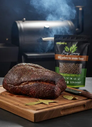 Vista 5 de SMOKRITE: Pellets de madera de hojas de laurel para parrillas ahumadoras, pellets de madera dura 100% natural para parrillas al aire libre, ahumar