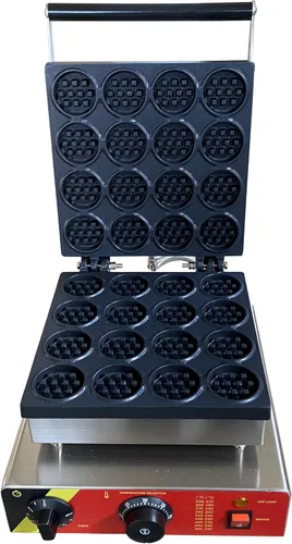 Vista 2 de INTBUYING Máquina eléctrica comercial para hacer gofres para tartas redondas, cuerpo de acero inoxidable con revestimiento antiadherente, máquina