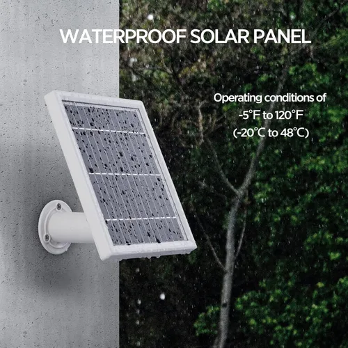 Vista 4 de OLAIKE Panel solar para anillo Stick Up Cam batería/enchufe, cargador solar impermeable de carga continua con cable de alimentación impermeable