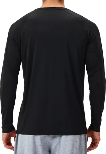 Vista 2 de NAVISKIN Camisas de protección solar UPF 50+ para hombre, de manga larga, de secado rápido, ligeras Negro