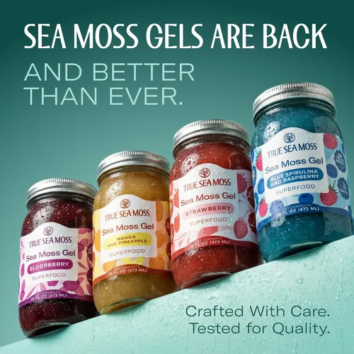 Vista 2 de TrueSeaMoss - Gel de musgo marino irlandés, cultivo silvestre, hecho con algas secas y frescas, apoyo para la salud y la digestión, fabricado