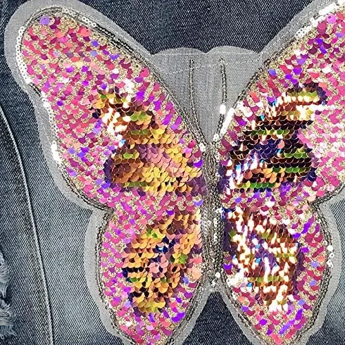 Vista 4 de Peacolate Chaleco de mezclilla con lentejuelas bordadas y lentejuelas para niña grande