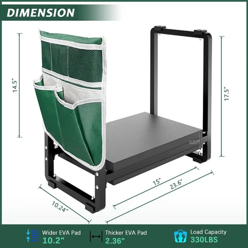 Vista 2 de FLINTER Rodillero y asiento de jardín más amplio, banco de jardinería grueso resistente para arrodillarse y sentarse, rodillas de jardín