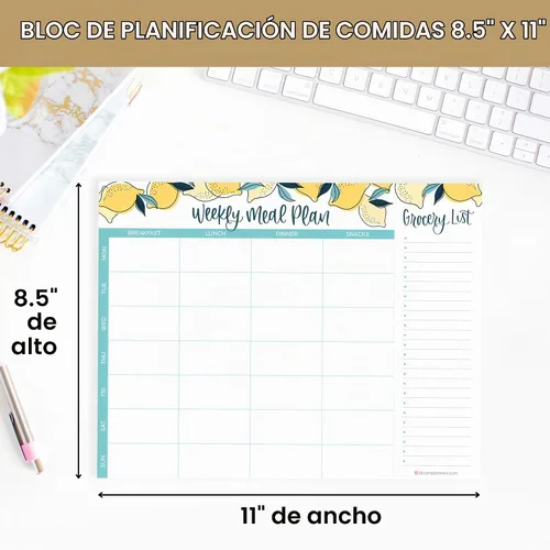 Vista 2 de bloom daily planners - Bloc de notas semanal para planificar las comidas con imanes para el refrigerador, incluye una «Lista de compras