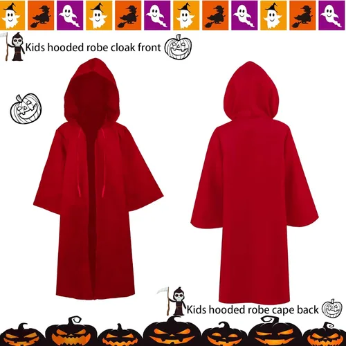 Vista 2 de Men Tunic Hooded Robe Cloak Knight Fancy Cool Cosplay Costume Halloween Costume Tunic Hoodies Robe Cosplay Capes