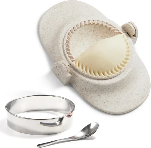 Vista 11 de Prensa para Empanadas, Juego de Moldes para Hacer Dumplings con Cortador de Masa, Juego de Moldes para Dumplings (L/4"+M/3")
