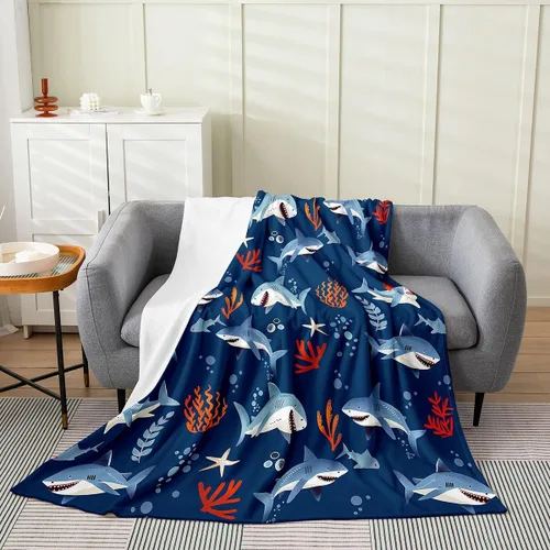 Vista 18 de Erosebridal Hammerhead Shark Flannel Blanket 40x50 Marine Life Fuzzy Plush Throw for Sofa Couch Hammerhead Shark Lover Gifts Ocean Sealife Fleece