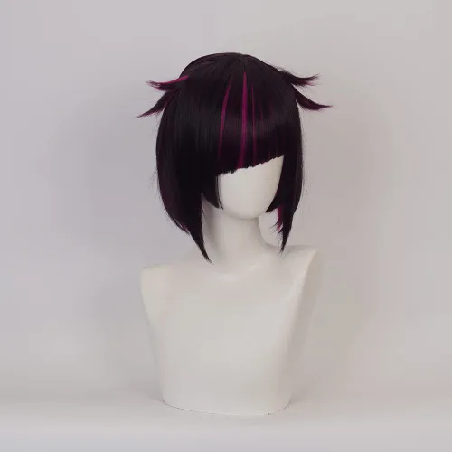 Vista 2 de XiongXiongLe Lilia Vanrouge - Peluca de cosplay de anime Twisted Wonderland disfraz, personaje mezcla de negro, rosa, resistente al calor, pelo