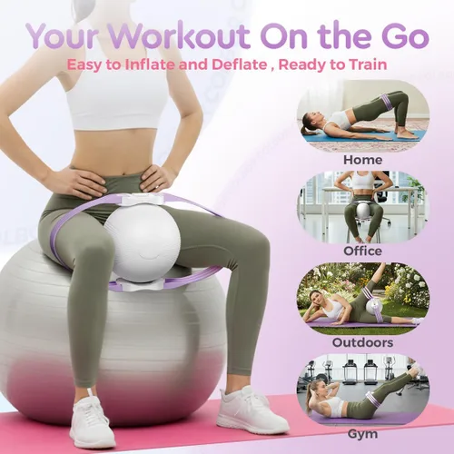 Vista 6 de Pelota de entrenamiento de muslos, 10-60 libras, ajustable, inflable, pélvico, ejercicio muscular, equipo de entrenamiento Kegel interior del muslo