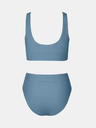 Vista 7 de CUPSHE - Conjunto de bikini de dos piezas para mujer, con escote redondo, tirantes anchos y costuras de estilo midkini