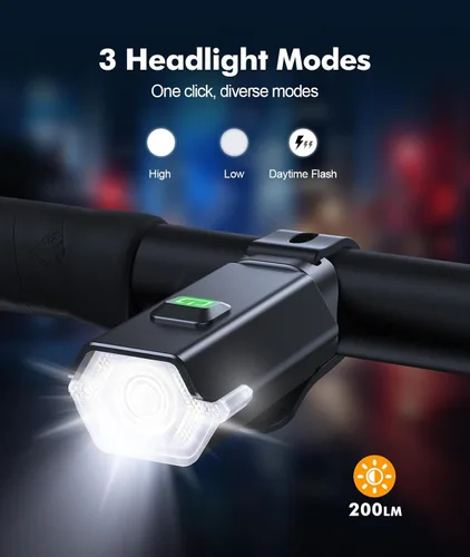 Vista 3 de Zewdov High Lumen Super Bright Bike Lights for Night Riding, Adjustable Modes Bicycle Lights Front and Rear, Rechargeable & IP65 Waterproof Bike