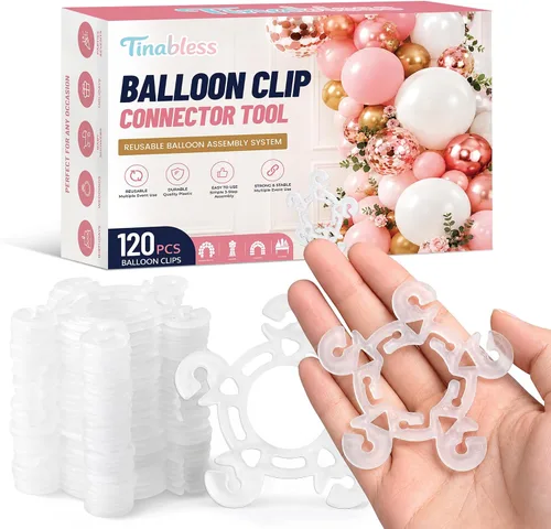 Vista 11 de Tinabless Balloon Arch Clips Set, 80 Reusable Balloon Clips with Tying Tool Balloon Clip Sets - 80pcs