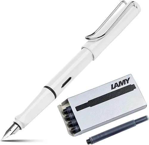 Vista 7 de Lamy Safari pluma estilográfica (M) y 5 cartuchos de tinta negra, Negro