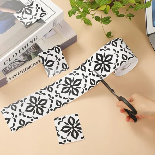 Vista 4 de Zonon Bordes de tablón de anuncios en blanco y negro de 65 pies, 1 rollo de tablón de anuncios, bordes rectos para decoración de regreso a clases