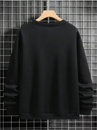 Vista 2 de GORGLITTER Sudadera de manga larga con estampado de oso para hombre, cuello redondo, hombros caídos