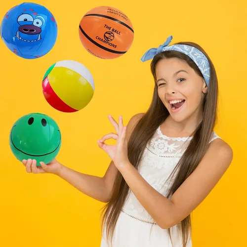 Vista 6 de The Dreidel Company Surtido de pelotas de playa, varios diseños para fiestas en la piscina, cumpleaños, juguete divertido de verano, 6 pulgadas