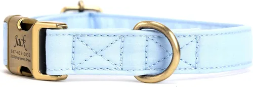 Vista 2 de Collar de perro personalizado con nombre y número de teléfono grabado, collar ajustable personalizado para cachorros, collar de algodón orgánico