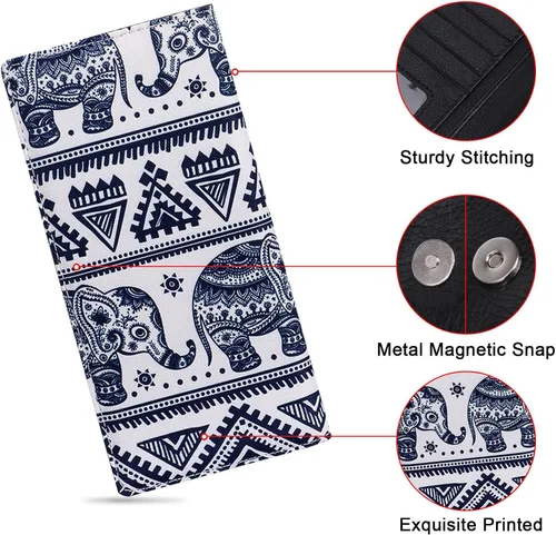 Vista 102 de HUA ANGEL Billetera ultra delgada para mujer, con bloqueo RFID, tarjetero de crédito, plegable, largo, hebilla magnética, billete para mujer, Owl