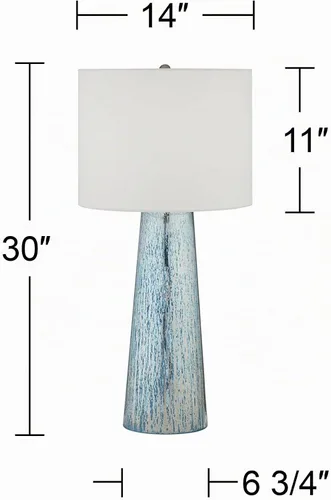 Vista 4 de Marcus - Lámpara de mesa grande de 30 pulgadas, diseño cónico de cristal de mercurio, columna azul Single - Vidrio de mercurio azul cónico
