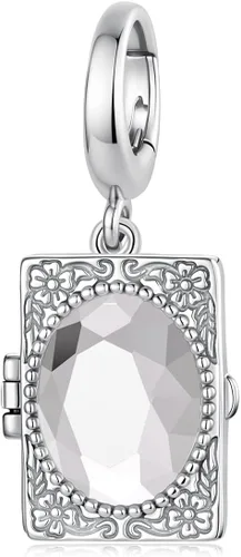 Vista 6 de 925 Sterling Silver White Gold Plated Animal Charm Beads for Women Lindo gato negro.