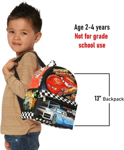 Vista 6 de Disney Cars Mini Backpack for Women, Teens, Kids - 13" Lightning McQueen Mini Bag with Front Pocket Plus Button Disney Cars Backpack Purse Bundle