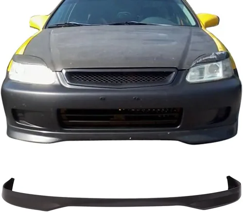 Vista 10 de FREEMOTOR802 Mugen Style Front Lip Compatible con Honda Civic Coupe Hatch 1992-1995 Alerón negro sin pintar, PP, parachoques delantero, divisor