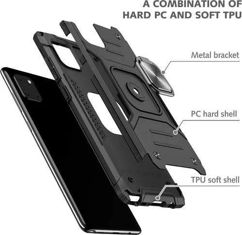 Vista 7 de Asuwish Funda para teléfono Samsung Galaxy Note 10 Lite con protector de pantalla de vidrio templado y soporte de anillo delgado híbrido protector