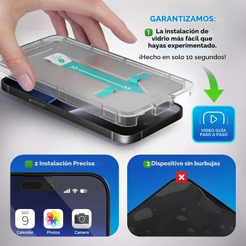 Vista 3 de Deppa Protector de pantalla de privacidad premium para iPhone 15 Pro (6.1 pies), vidrio templado de borde a borde, cubierta completa con bandeja