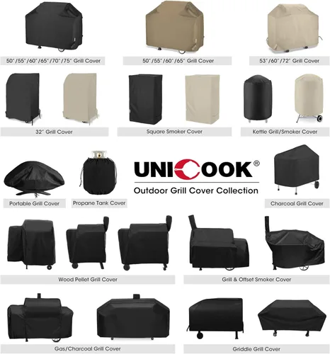 Vista 8 de Unicook Funda para parrilla compatible con parrillas Weber Performer Deluxe de 22 pulgadas, cubierta de barbacoa para exterior, resistente al agua